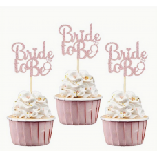 Hens Night Cupcake Toppers 12pack - BRIDE TO BE ROSE GOLD